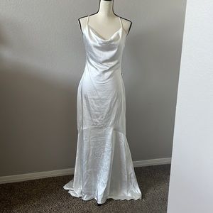 Beautiful white satin cowl neck maxi dress.